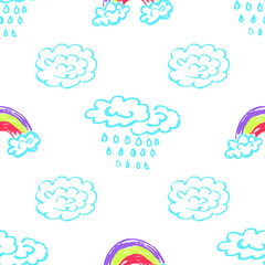 Obraz premium Seamless pattern. Children's drawings with wax crayons