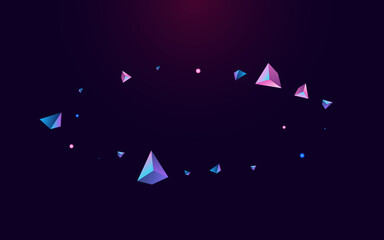 Rainbow Pyramid Vector Dark Violet Background.