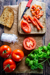 Bruschetta in the making
