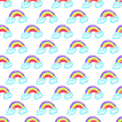 Seamless pattern. Children's drawings with wax crayons