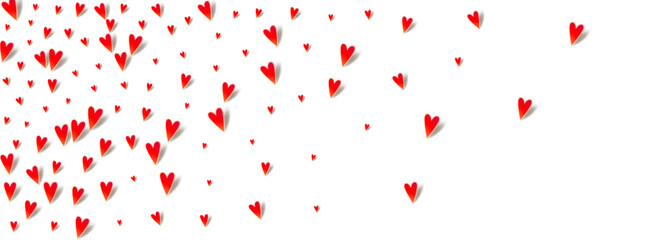 Pink Heart Vector Panoramic White Backgound.