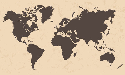 Fototapeta na wymiar Vintage world map old colored. Gray world map. Brown world map on old vintage paper 