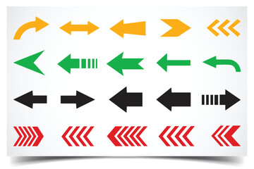Arrow icons set. Colored arrow sign symbols. Arrow collection. Arrows forward colored set icons.