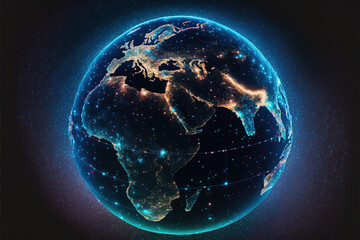 Night earth global virtual internet world connection