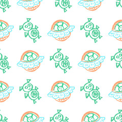 Seamless pattern. Children's drawings with wax crayons