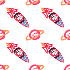 Seamless pattern. Children's drawings with wax crayons