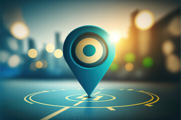 Location pin sign icon and gps navigation map road direction background with find route mark travel destination navigator