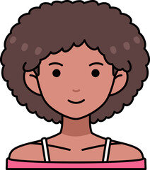Woman girl avatar User person Bob hair black skin Colored Outline Style
