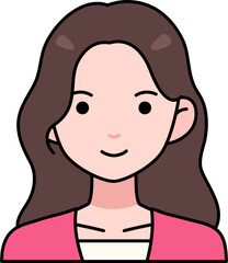 Woman girl avatar User person long hair Pink Clothing Colored Outline Style