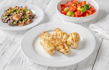 Portion of fried calamari