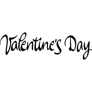 Valentine Day Handwritten Isolated Lettering. Illustration of Cursive Hand Drawn Calligraphy. Black over White Background.