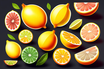 background with fruits illustration pattern generative AI 