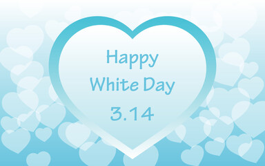 ホワイトデーイラスト　グラデーションのハートとロゴ