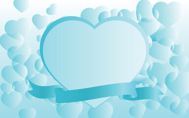 ハートの背景　グラデーションの沢山のハートと大きなハート