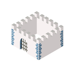 An isometric element of an ancient fortress of an urban landscape