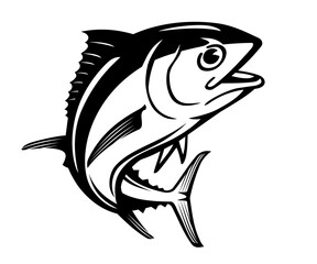 Big Eye Tuna Fish, Swimming Illustration