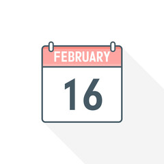 16th February calendar icon. February 16 calendar Date Month icon vector illustrator