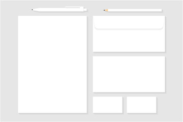 Blank corporate stationery set on paper background. Template for branding design. Branding mock up. Simple Minimal Stationery Templates