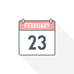 23rd February calendar icon. February 23 calendar Date Month icon vector illustrator