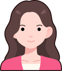 Woman girl avatar User person long hair Pink Clothing Flat Black Outline