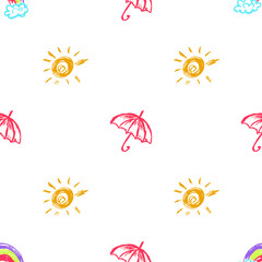 Seamless pattern. Children's drawings with wax crayons