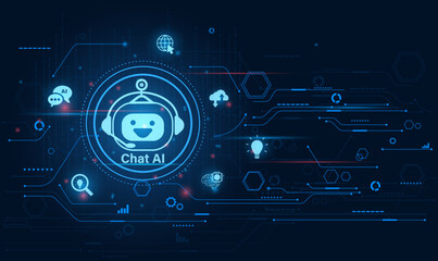 ChatGPT for Chat with AI or Artificial Intelligence. smart AI or artificial intelligence using an artificial intelligence chatbot developed by OpenAI.