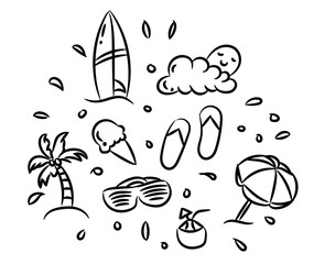 Fototapeta premium Summer vector icon in doodle style