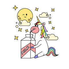kawaii cartoon unicorn illustration hand drawn