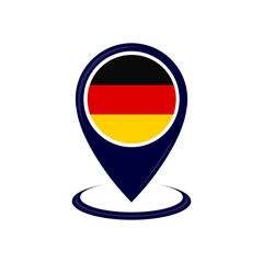 Location icon with Germany flag isolated. Germany flag and map pointer icon. vector illustration