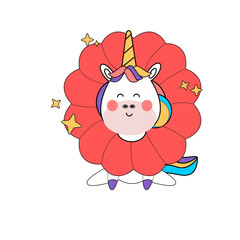 kawaii cartoon unicorn illustration hand drawn