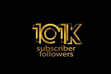 101K, 101.000 subscribers or followers blocks style with 3 colors on white background for social media and internet-vector