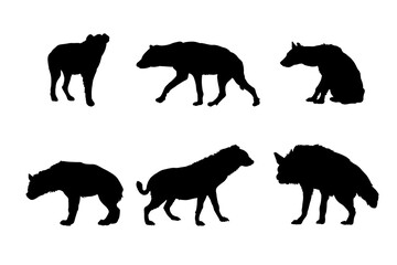 Set of silhouettes of hyenas africa vector design