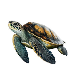 Fototapeta premium sea turtle majestic dramatic illustration isolated on white background 