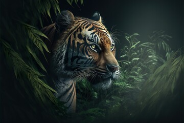 majestic tiger in the jungle illustration