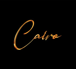 decorative 3d gold cairo text on black background