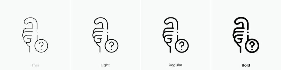 question icon. Thin, Light Regular And Bold style design isolated on white background