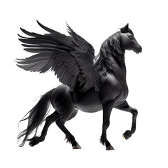 black pegasus horse for project decoration Transparent background. generative AI