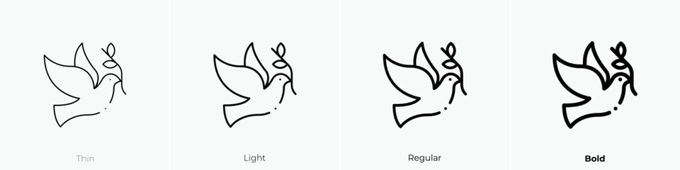 pigeon icon. Thin, Light Regular And Bold style design isolated on white background - obrazy, fototapety, plakaty
