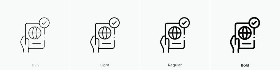 passport icon. Thin, Light Regular And Bold style design isolated on white background