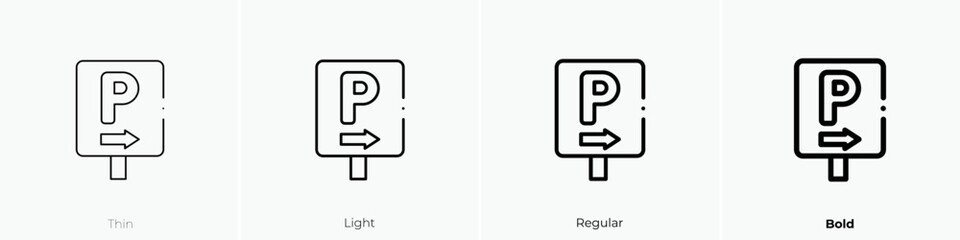 parking icon. Thin, Light Regular And Bold style design isolated on white background