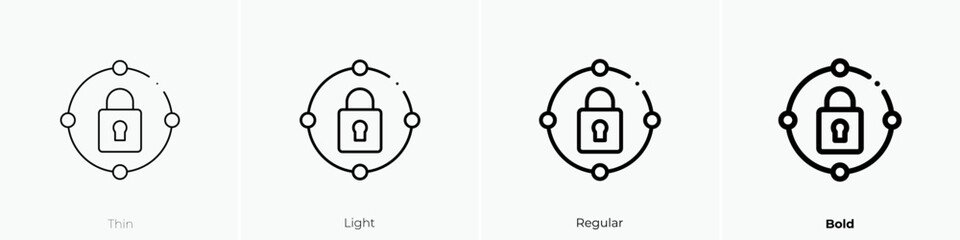 padlock icon. Thin, Light Regular And Bold style design isolated on white background