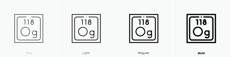 oganesson icon. Thin, Light Regular And Bold style design isolated on white background