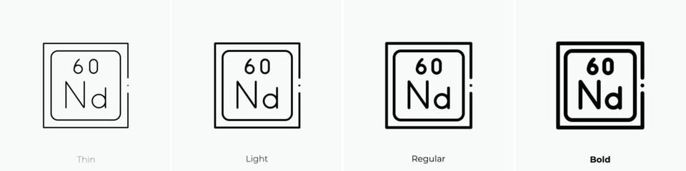 neodymium icon. Thin, Light Regular And Bold style design isolated on white background