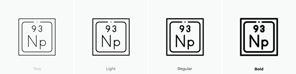 neptunium icon. Thin, Light Regular And Bold style design isolated on white background