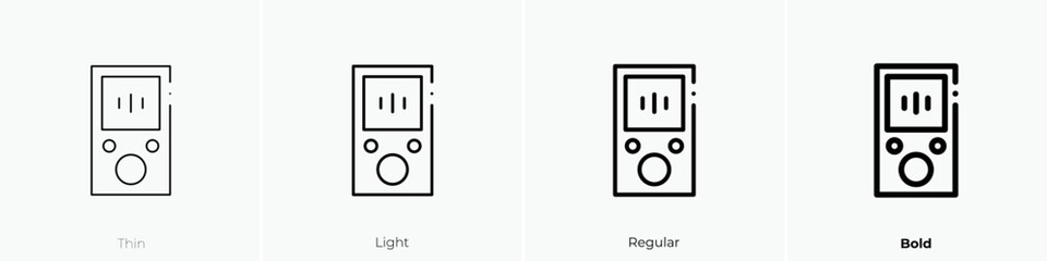 mp3 icon. Thin, Light Regular And Bold style design isolated on white background