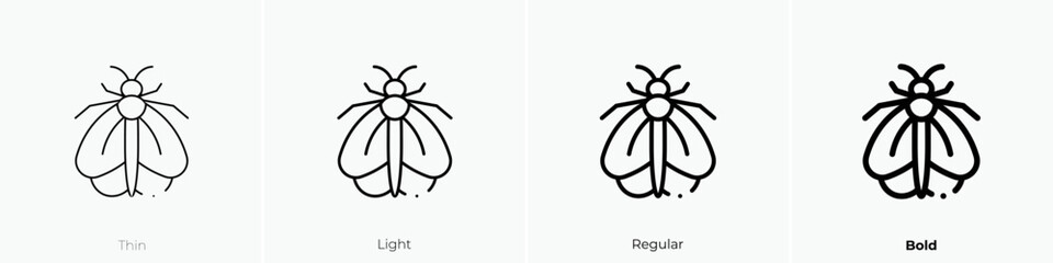 moth icon. Thin, Light Regular And Bold style design isolated on white background