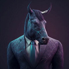 Artificial Intelligence-generated portrait of a horse in a business suit