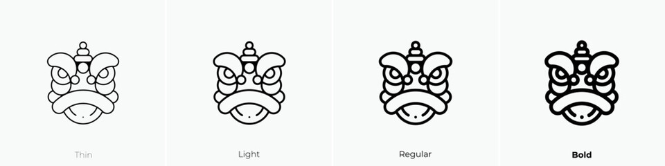 lion dance icon. Thin, Light Regular And Bold style design isolated on white background