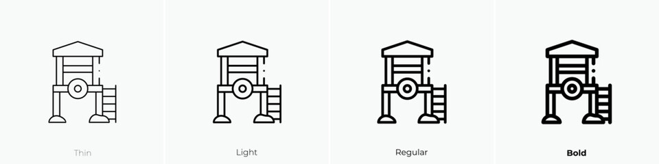lifeguard tower icon. Thin, Light Regular And Bold style design isolated on white background