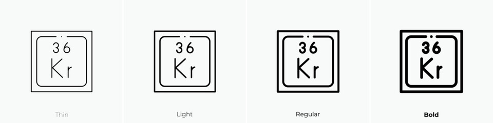 krypton icon. Thin, Light Regular And Bold style design isolated on white background